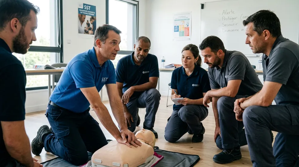 Apprentissage des techniques de massage cardiaque sur mannequin d'entraînement à Gex Apprentissage des techniques de massage cardiaque sur mannequin d'entraînement à Gex