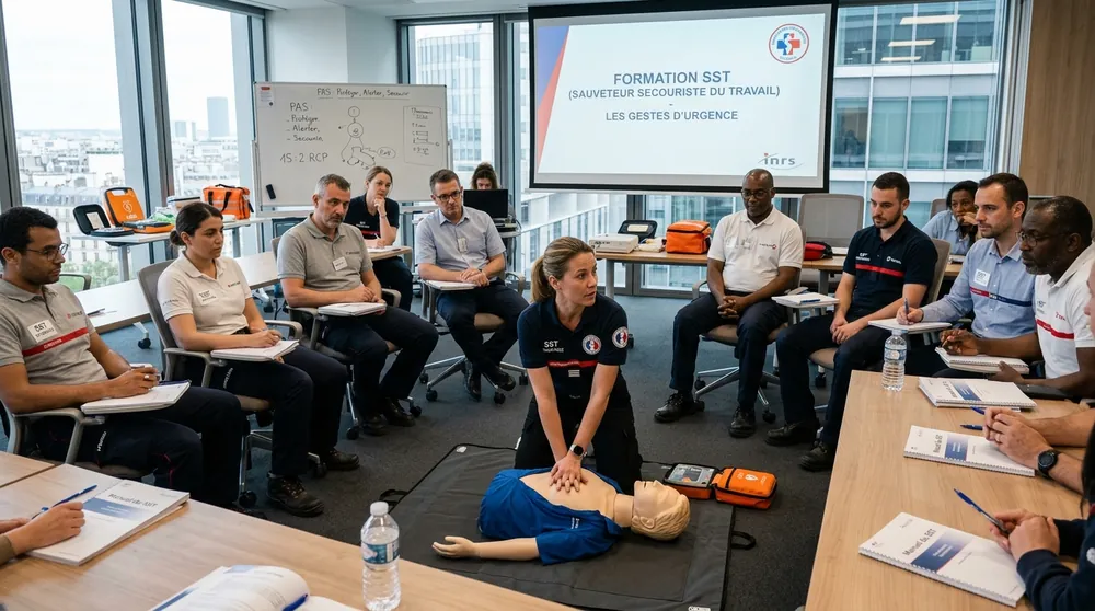 Exercice de réanimation cardio-pulmonaire avec défibrillateur à Naintré Exercice de réanimation cardio-pulmonaire avec défibrillateur à Naintré